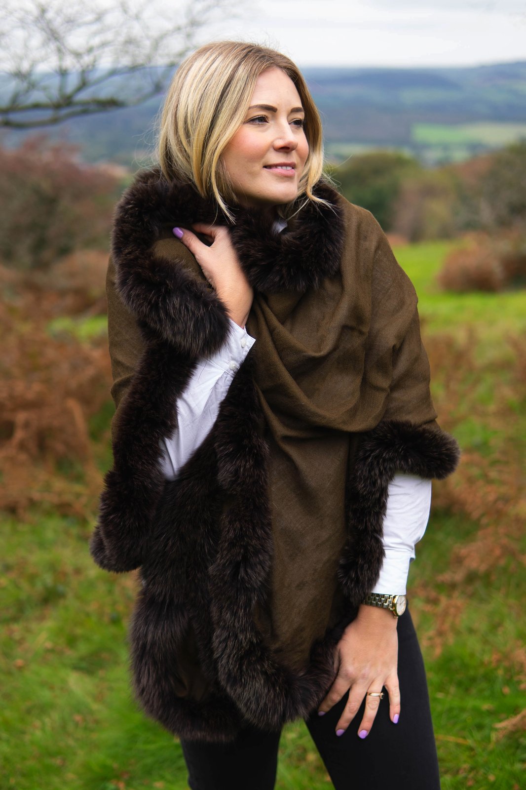 Cashmere sale fur wrap